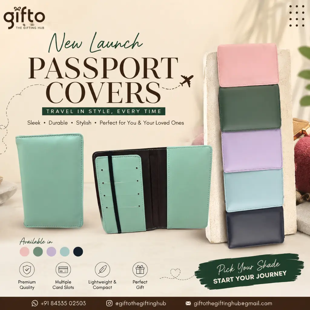 Customized passport cover with name engraving - Gifto Gifting Hub
