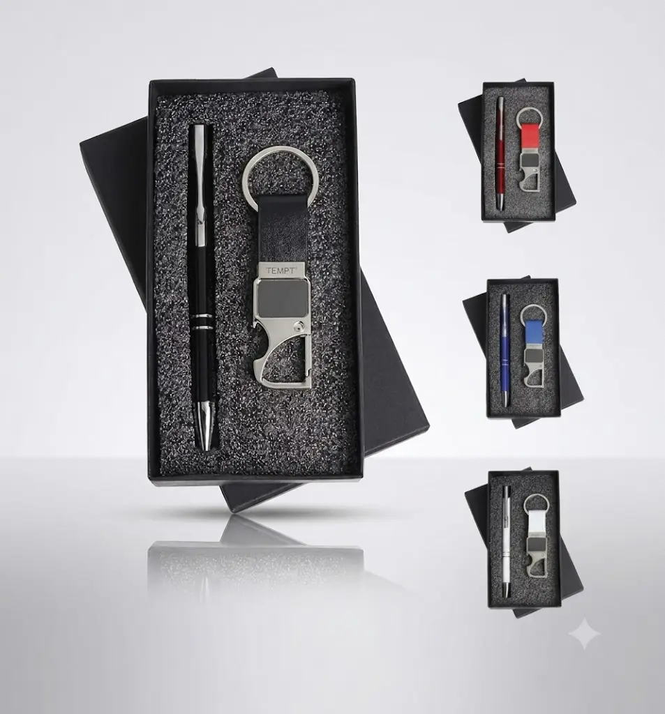 Personalized pen and keychain gift set in premium box - Gifto Gifting Hub
