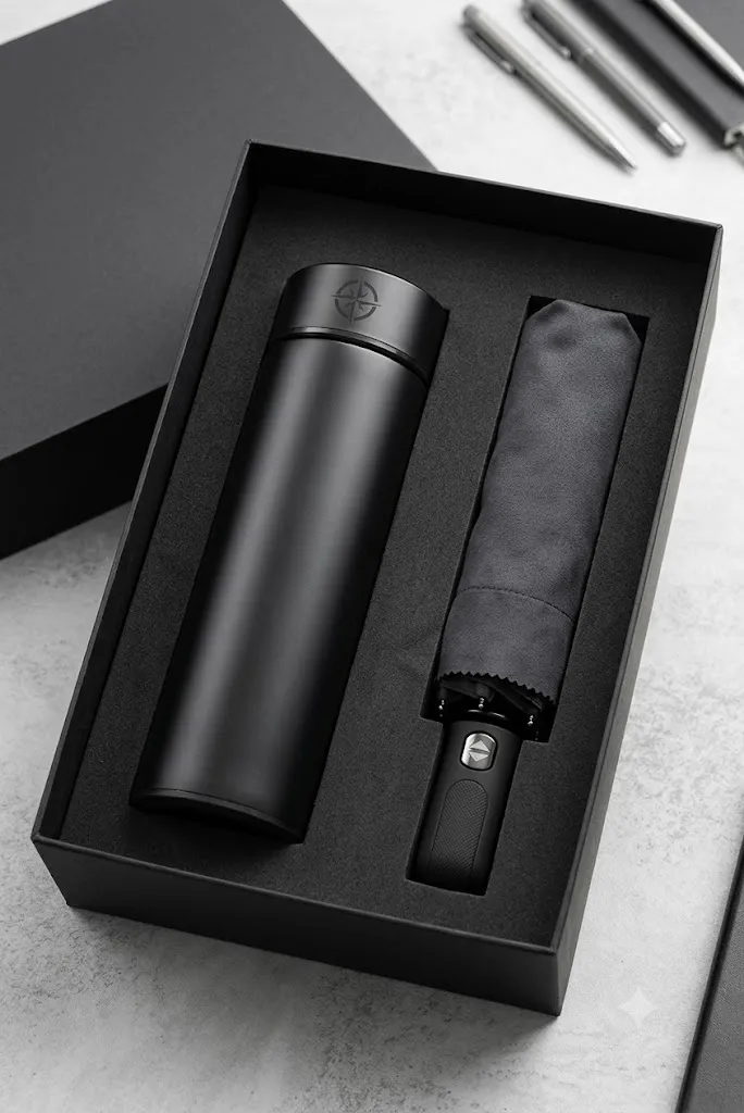 Premium Bottle & Umbrella Gift Set | Corporate Gift Hamper | Personalized Gift Box