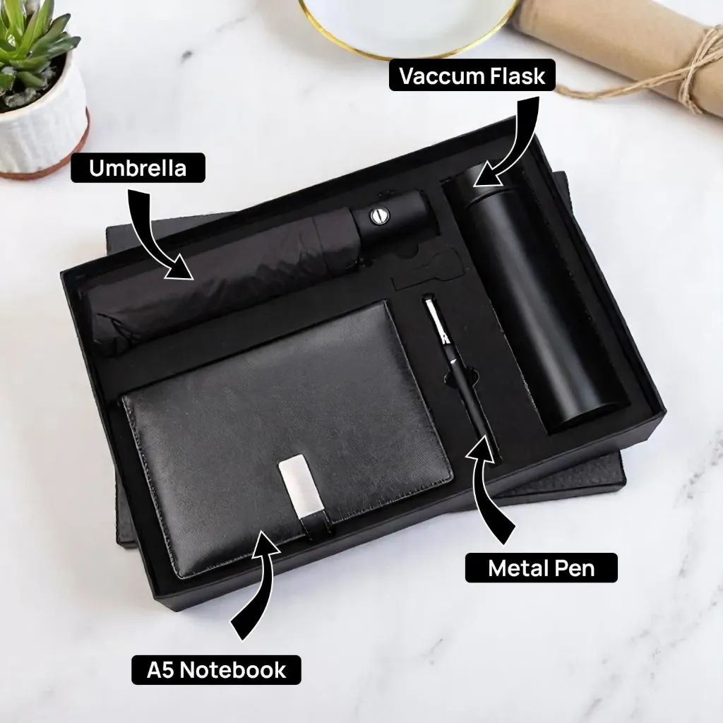 Premium 4-in-1 Executive Gift Set with Smart Temperature Bottle