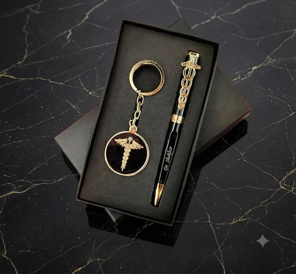 Personalized Doctor Pen & Keychain Gift Set | Custom Name Engraved Premium Gift Box